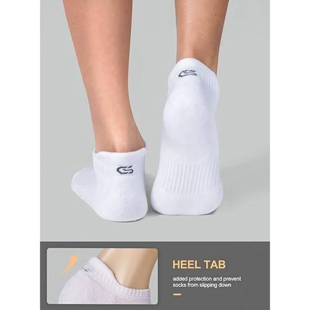 Set of 6 Pairs CS CELERSPORT M White Ankle Athletic Running Sports Tab Socks Lo